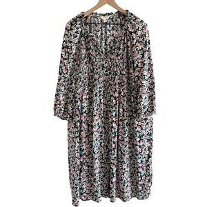 Terra & Sky Floral Print Maxi Dress Cottage Core Prairie Peasant Size 1X